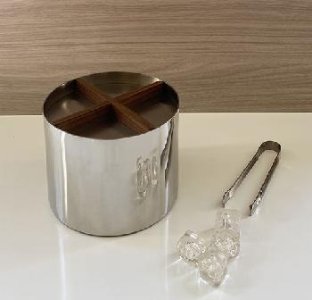 Wood and stainless steel ice bucket - Seau glace 2 L.